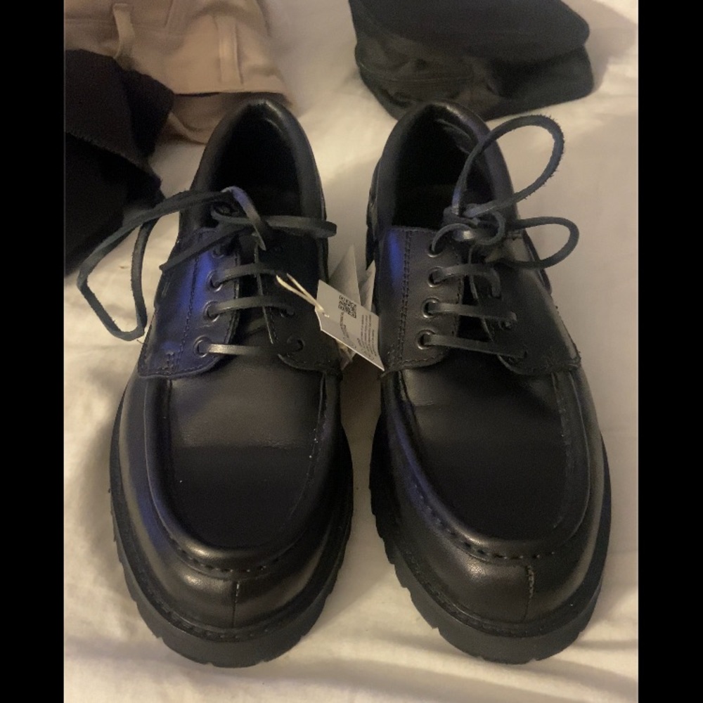 Zara Black Leather Boat Shoes